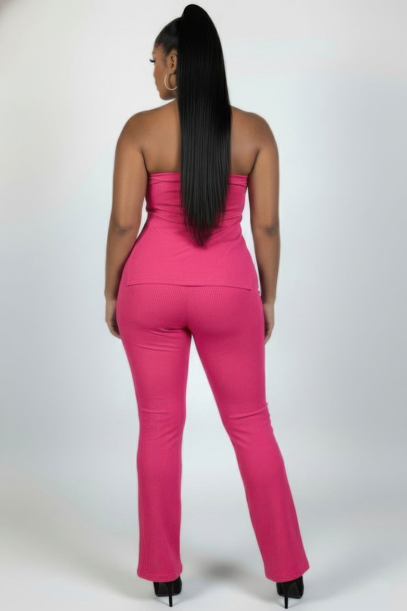 Ribbed Tube Top & High-Waist Flare Pants Set