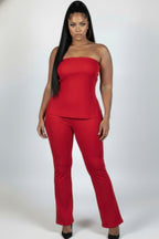 Ribbed Tube Top & High-Waist Flare Pants Set