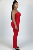 Ribbed Tube Top & High-Waist Flare Pants Set