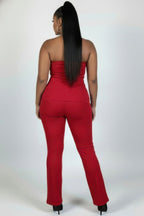 Ribbed Tube Top & High-Waist Flare Pants Set