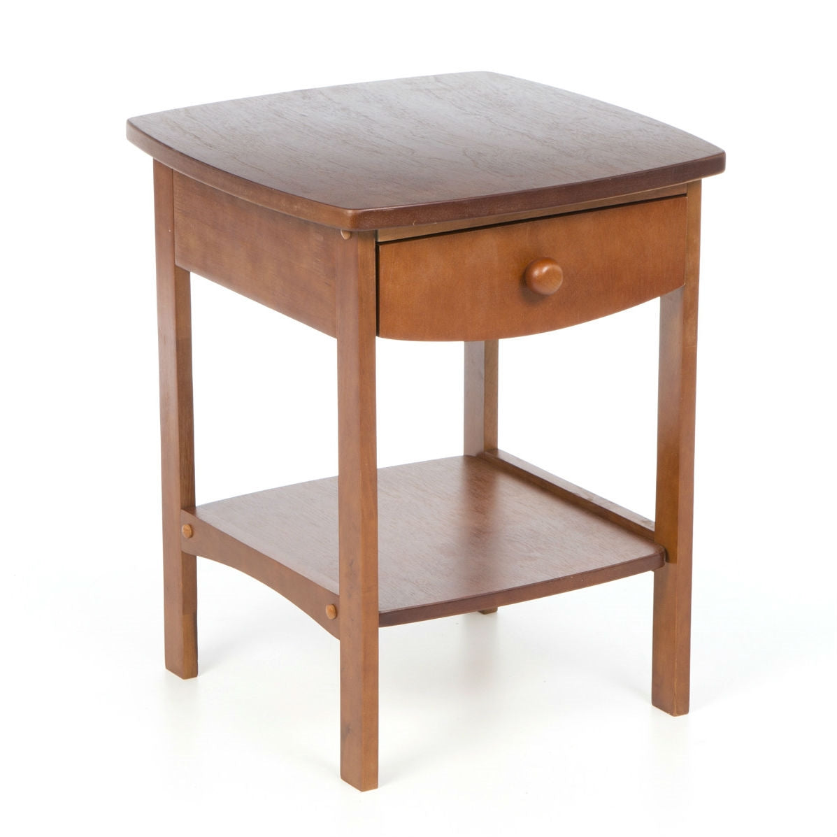 1-Drawer Bedroom Nightstand with Lower Shelf – Walnut Wood Finish