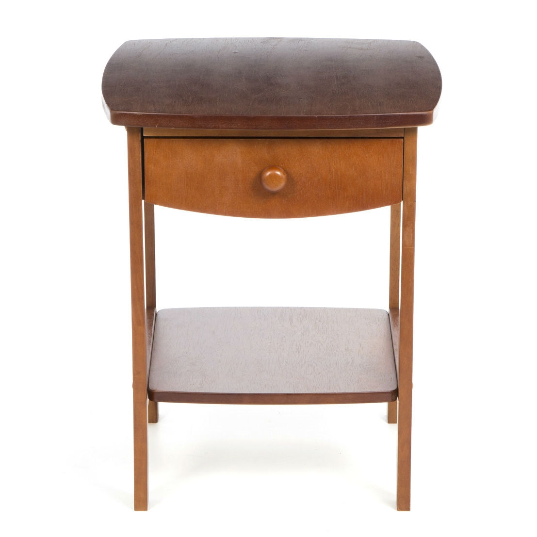 1-Drawer Bedroom Nightstand with Lower Shelf – Walnut Wood Finish