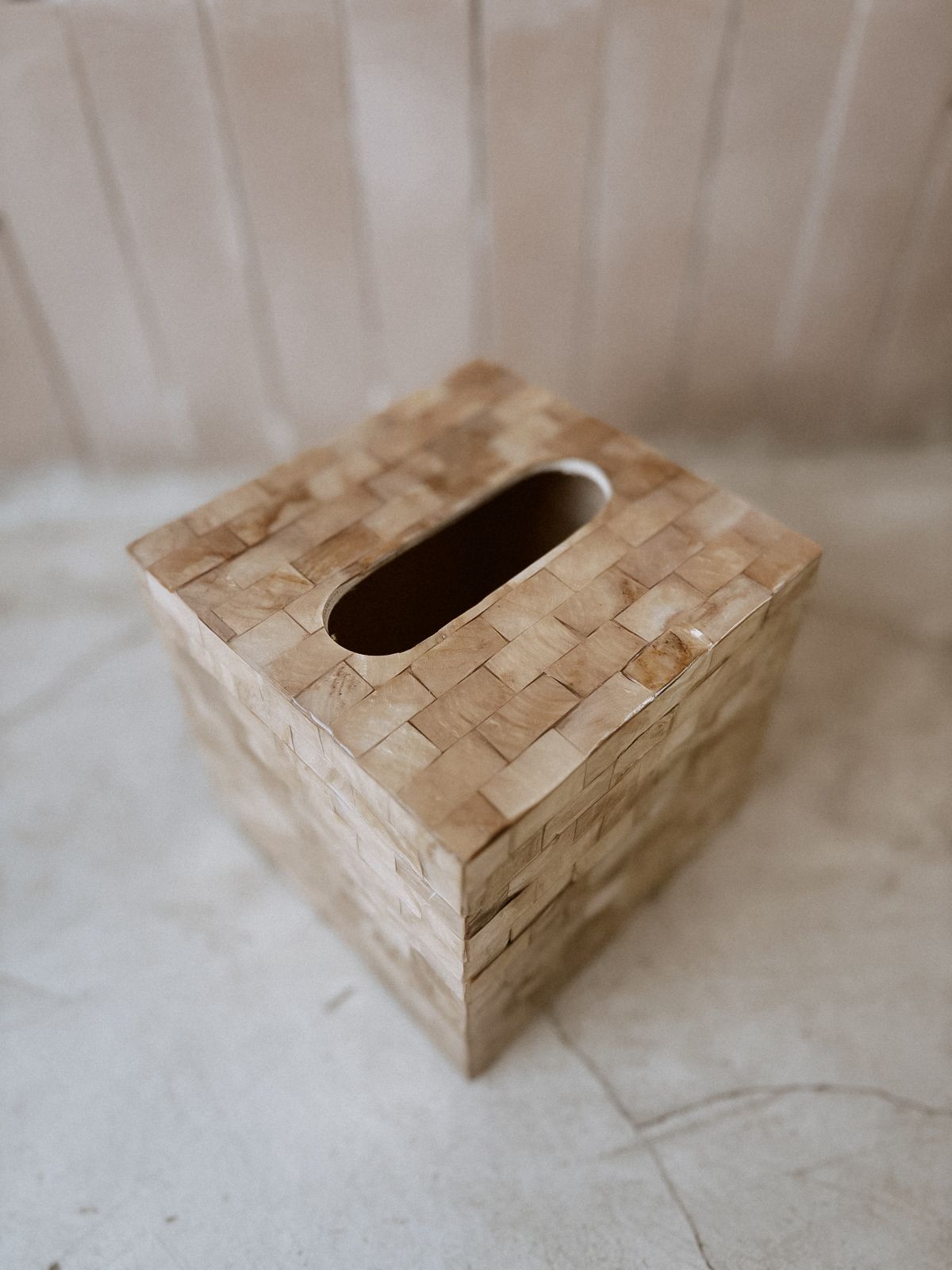 Wooden Tissue Box Cover – Natural Tiled Design