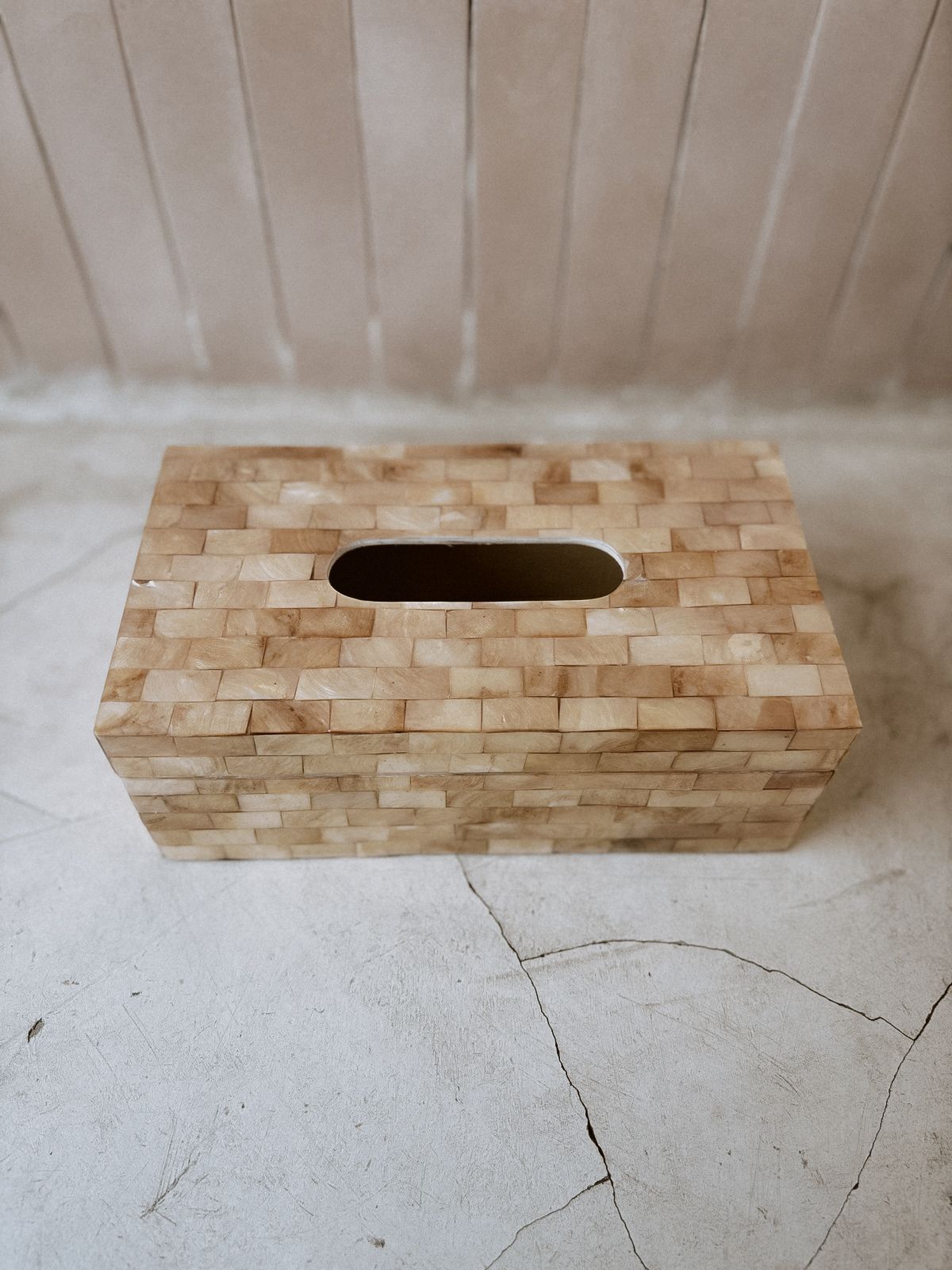 Wooden Tissue Box Cover – Natural Tiled Design