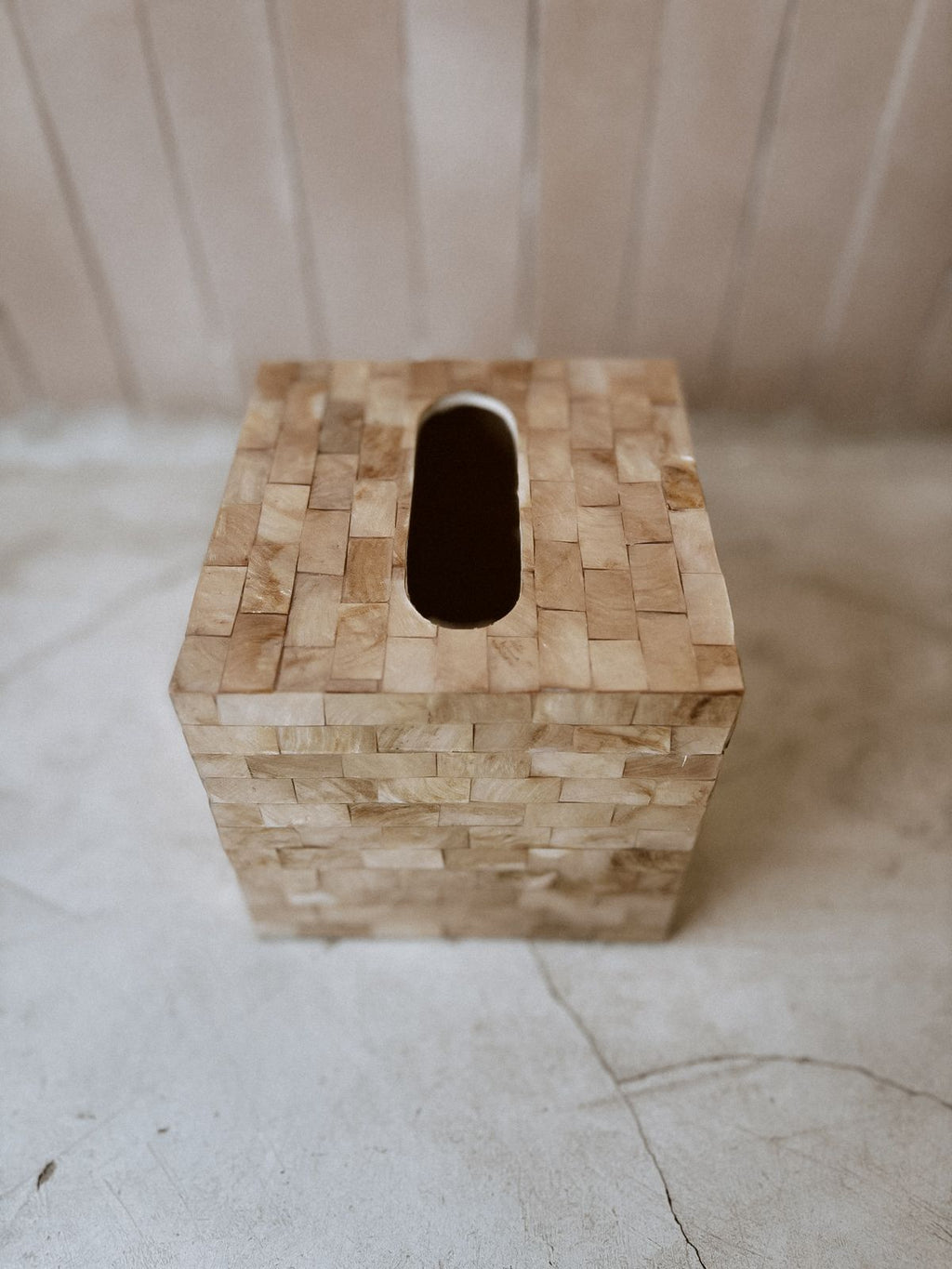 Wooden Tissue Box Cover – Natural Tiled Design