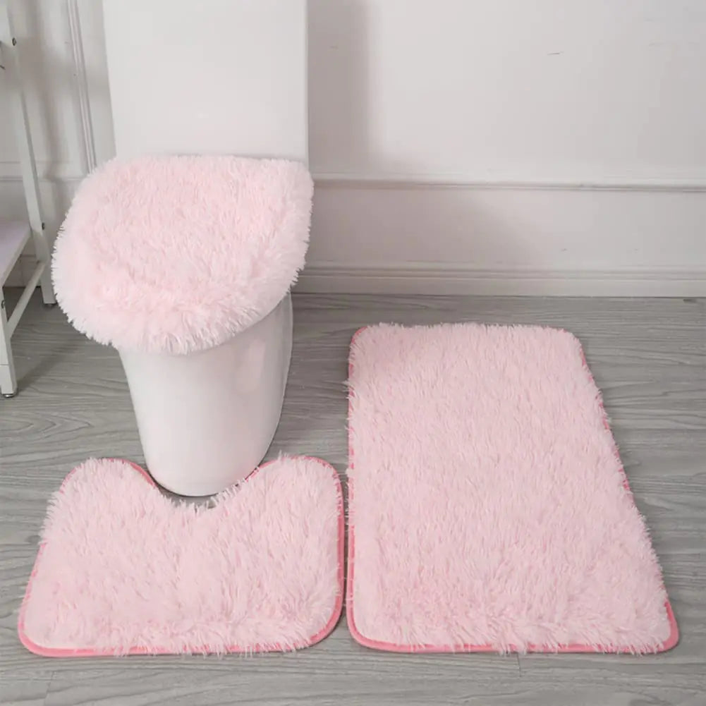 3-Piece Microfiber Bathroom Rug Set – Disxent (Pink)