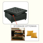 Tufted Storage Ottoman with Nailhead Trim – Dark Gray