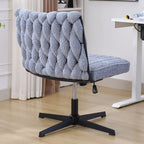 Armless Office Desk Chair – No Wheels (Blue)