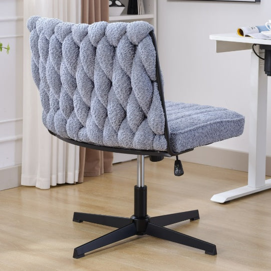 Armless Office Desk Chair – No Wheels (Blue)
