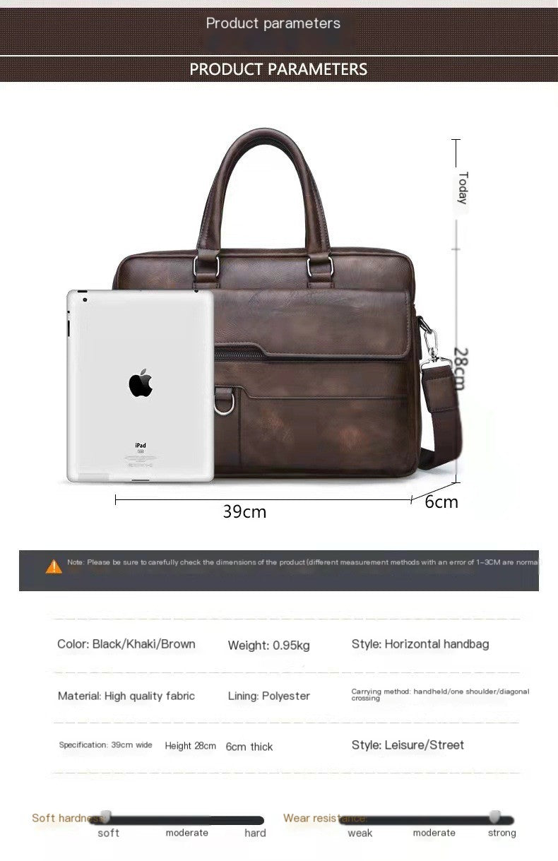 Men’s Structured Business Briefcase with Shoulder Strap