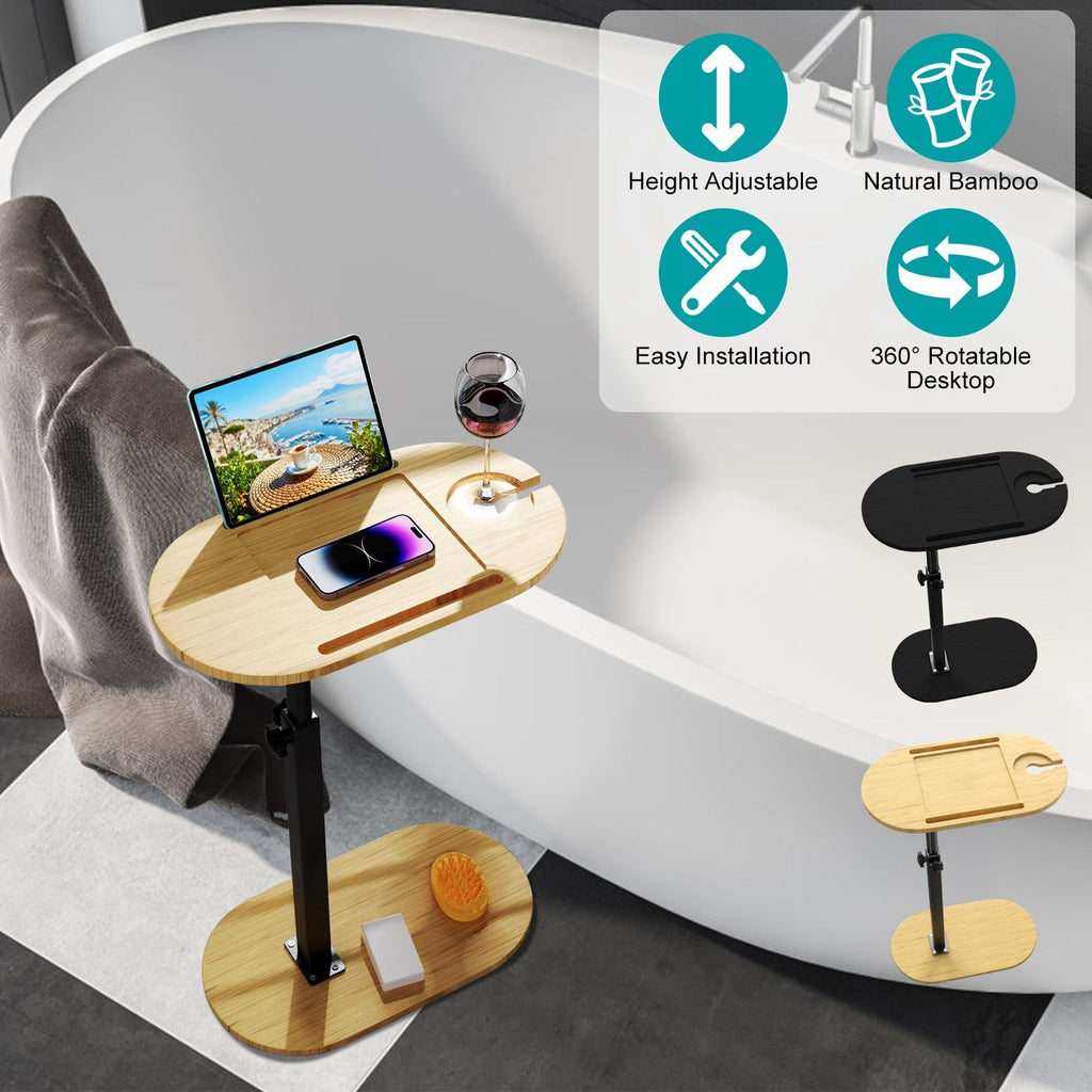 C-Shaped Adjustable Bathtub Tray Table – 360° Rotating