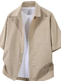 Men’s Plus Size Oversized Short Sleeve Button-Down Shirt