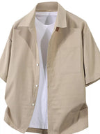 Men’s Plus Size Oversized Short Sleeve Button-Down Shirt