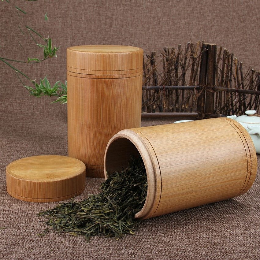 Mini Bamboo Tea Canister with Sealed Storage Box