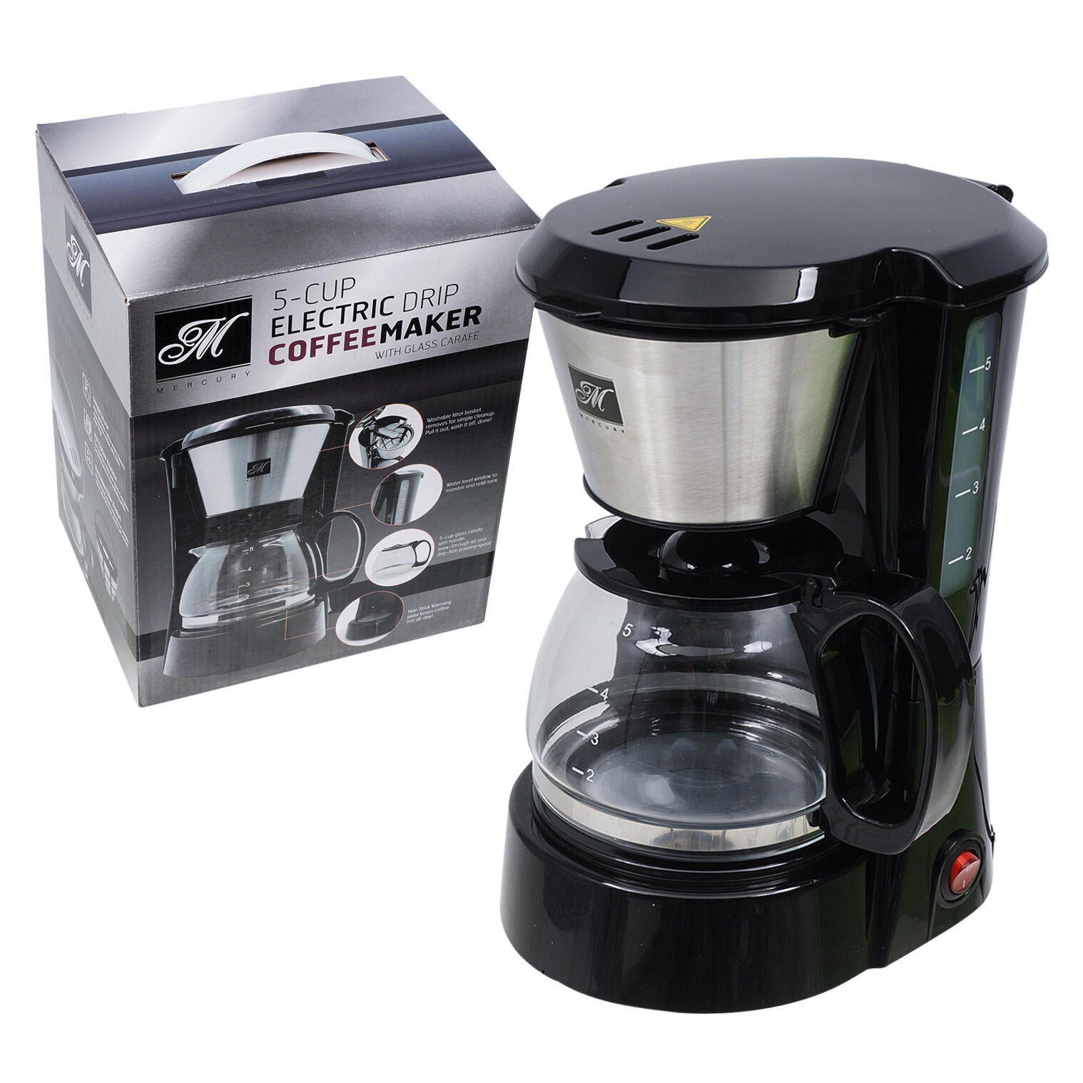 Mercury 5-Cup Coffee Maker – Compact Brewer (Black)