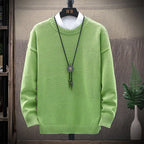 Men's Casual Brown Long-Sleeved Round Neck Sweater