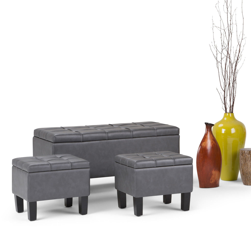 3-Piece Tufted Storage Ottoman Set – Multiple Colors
