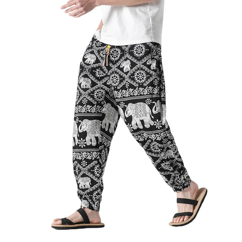 Men’s Retro Cotton Drawstring Pants