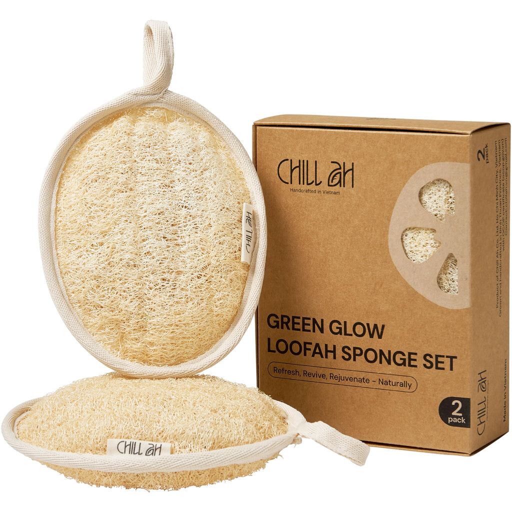 Natural Loofah Bath Sponge Set – Chill Ah (2-Pack)