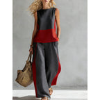 Printed Retro Sleeveless Top & Wide-Leg Pants Set | 12 Prints S–5XL