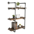 3-Tier Industrial Pipe Wall Shelf Bracket Kit – Black Steel