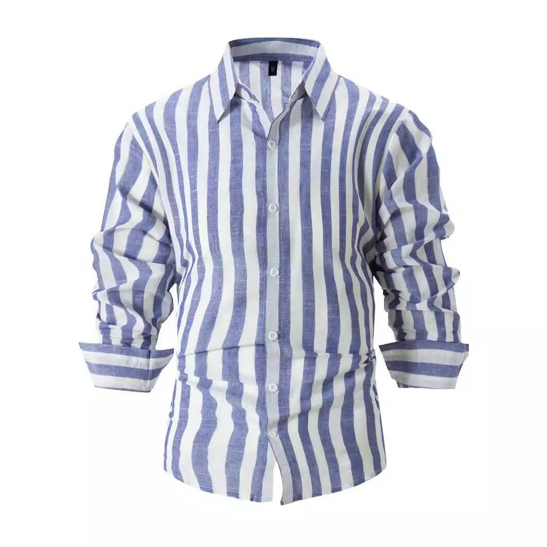 Men’s Striped Loose-Fit Long Sleeve Shirt