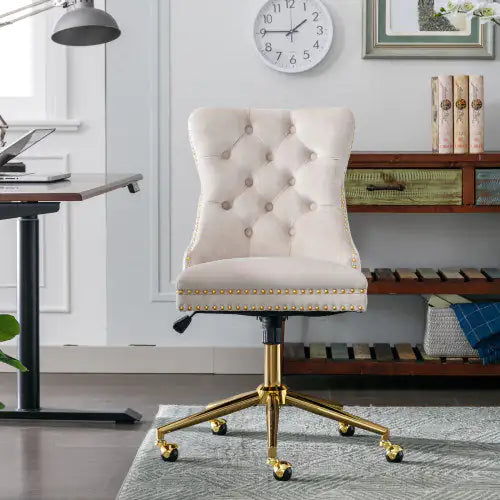 Velvet Tufted Adjustable Swivel Office Chair