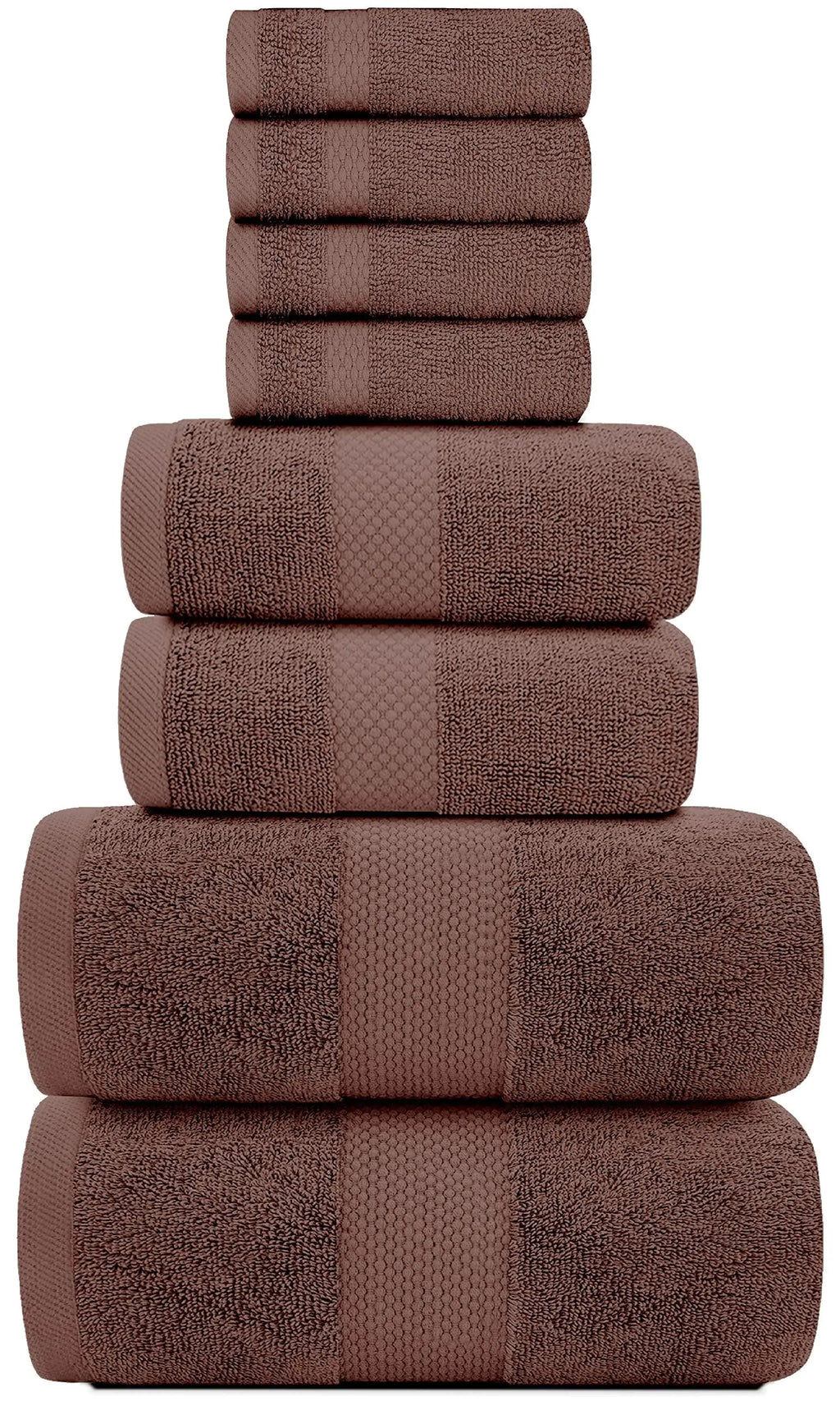8-Piece Combed Cotton Towel Set (Brown)