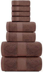 8-Piece Combed Cotton Towel Set (Brown)