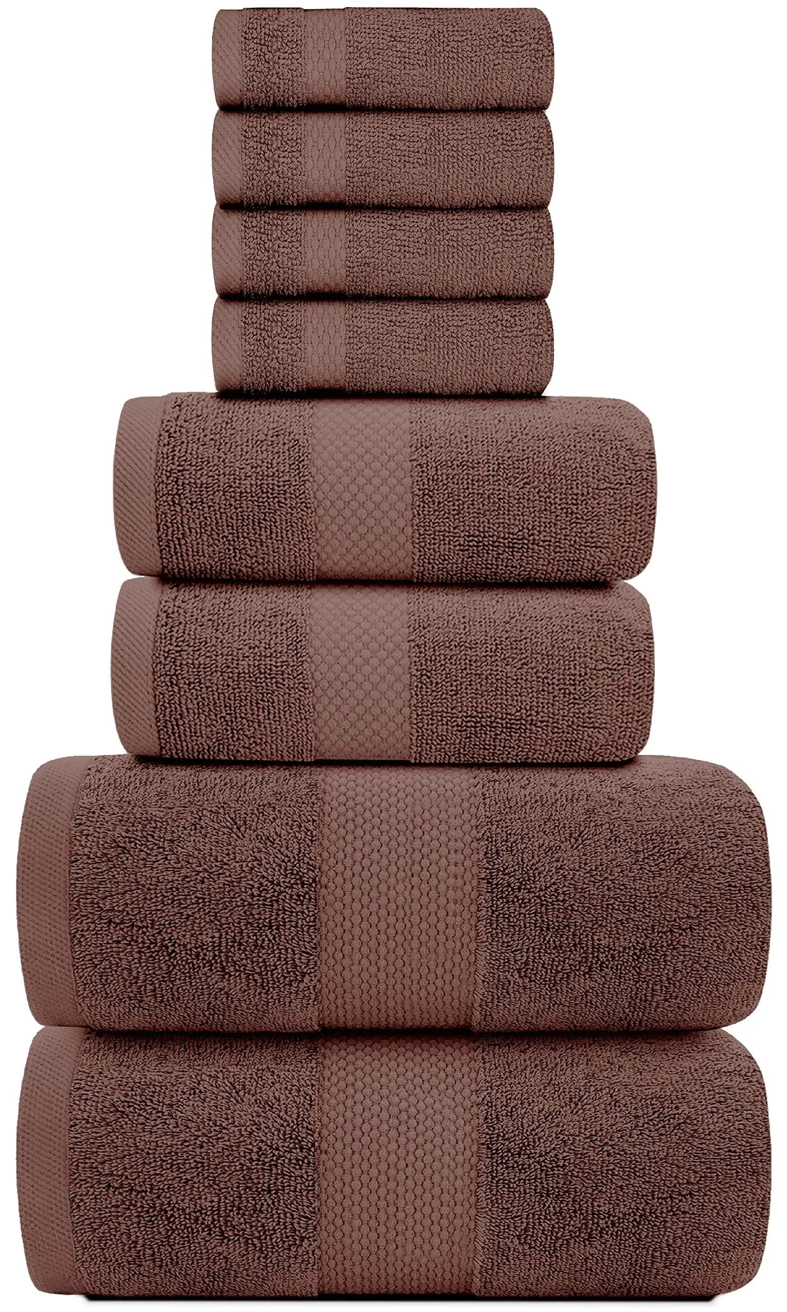 8-Piece Combed Cotton Towel Set (Brown)