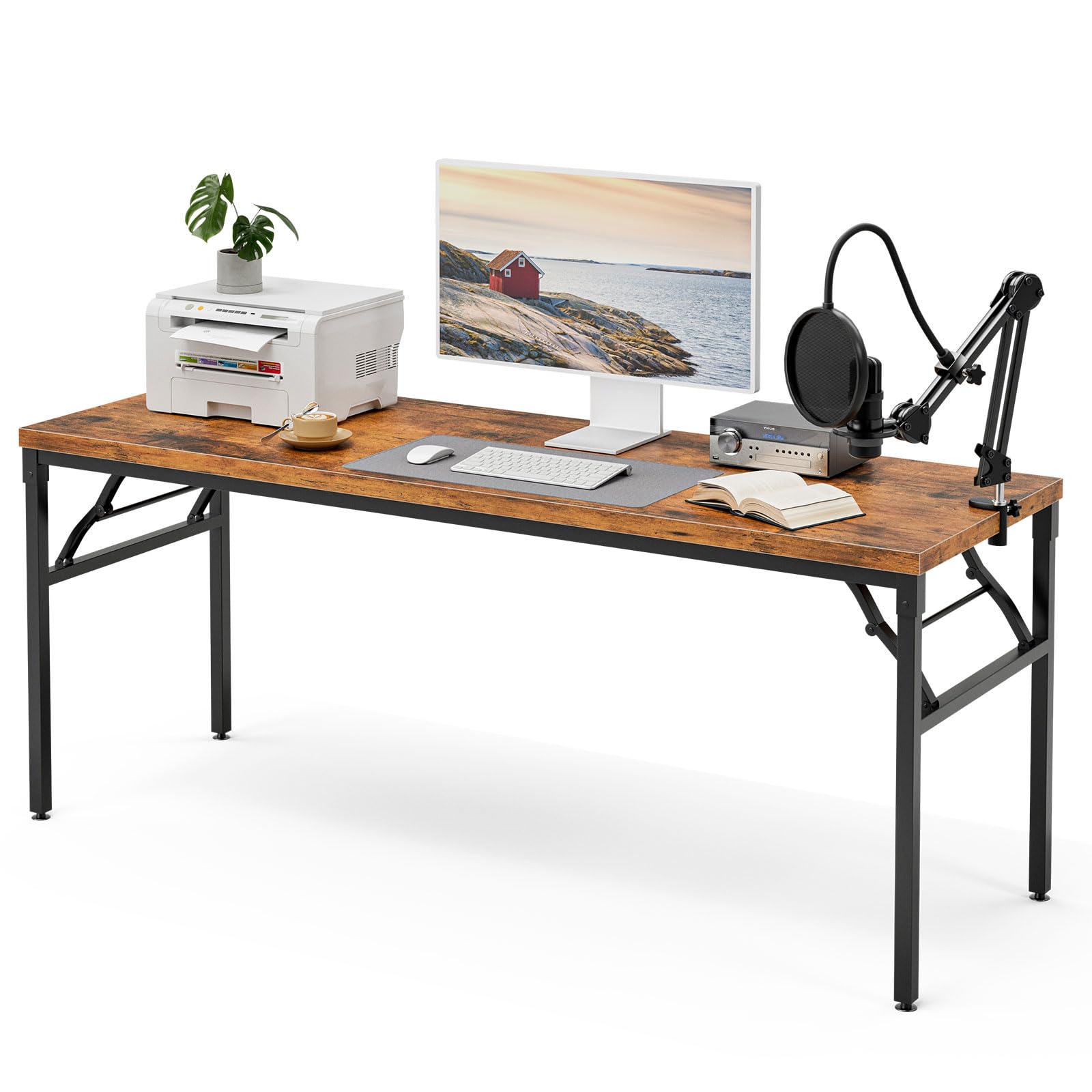 63" Foldable Computer Desk – Temi (Brown)