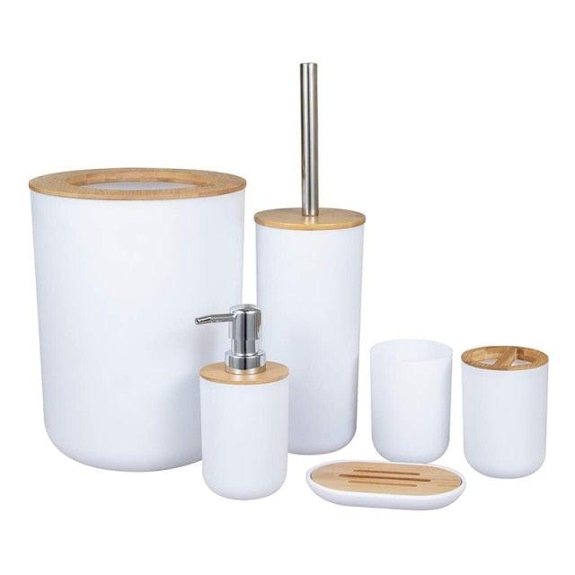 Bamboo-Accent Bathroom Accessory Set
