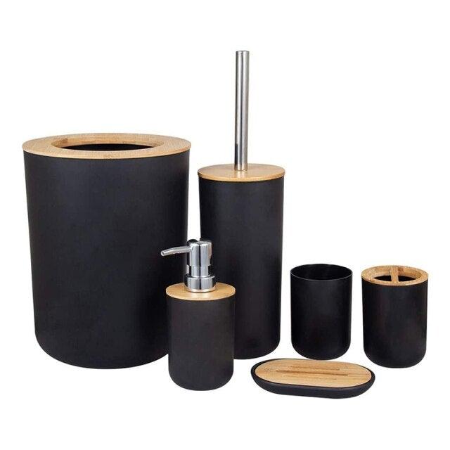 Bamboo-Accent Bathroom Accessory Set