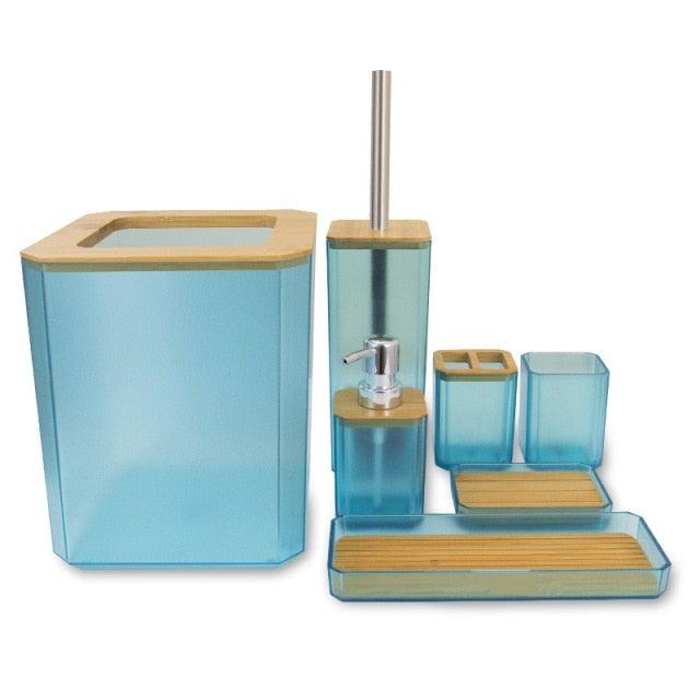 Bamboo-Accent Bathroom Accessory Set