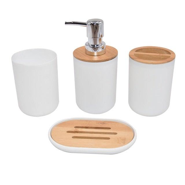 Bamboo-Accent Bathroom Accessory Set