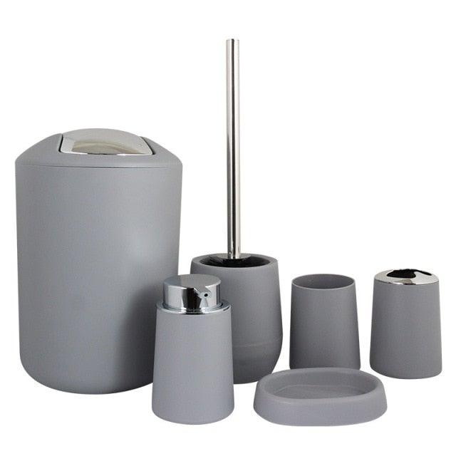 Bamboo-Accent Bathroom Accessory Set
