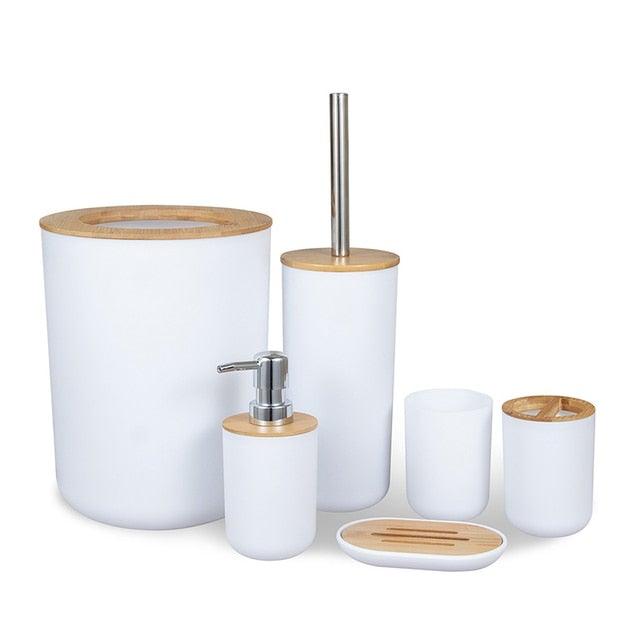 Bamboo-Accent Bathroom Accessory Set