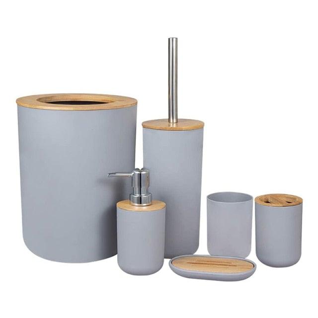 Bamboo-Accent Bathroom Accessory Set