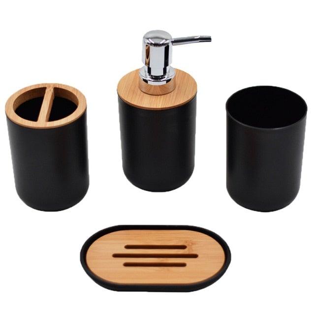 Bamboo-Accent Bathroom Accessory Set