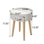 Round Nightstand with Storage Drawer – White