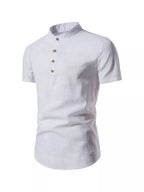 Men’s Plus Size Mandarin Collar Short Sleeve Shirt