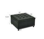 Tufted Storage Ottoman with Nailhead Trim – Dark Gray