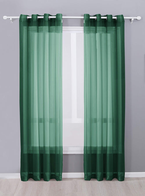 2-Piece Sheer Voile Curtain Panel Set – Decotex (54 × 84, Hunter Green)