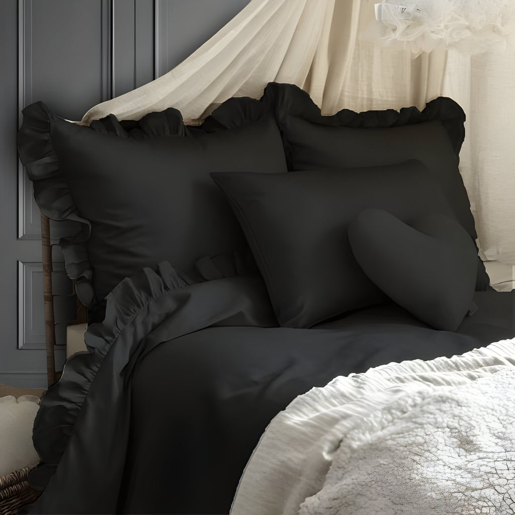 400 Thread Count Cotton Sateen Ruffle Duvet Cover Set