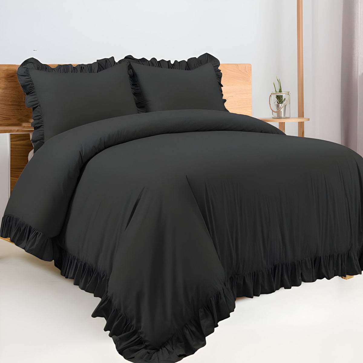 400 Thread Count Cotton Sateen Ruffle Duvet Cover Set