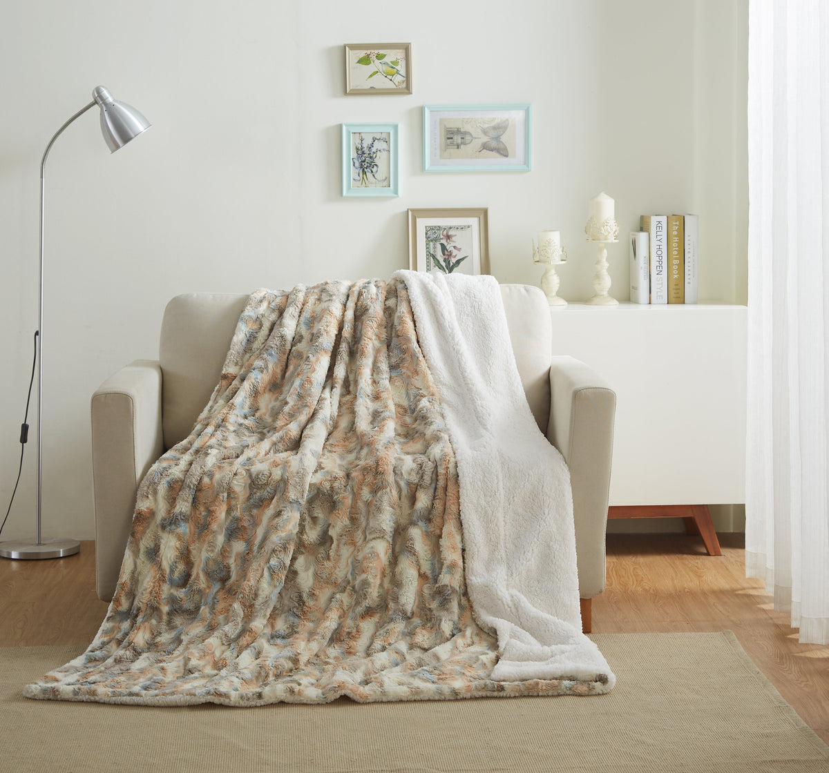 Russian Lynx Faux Fur Sherpa Blanket