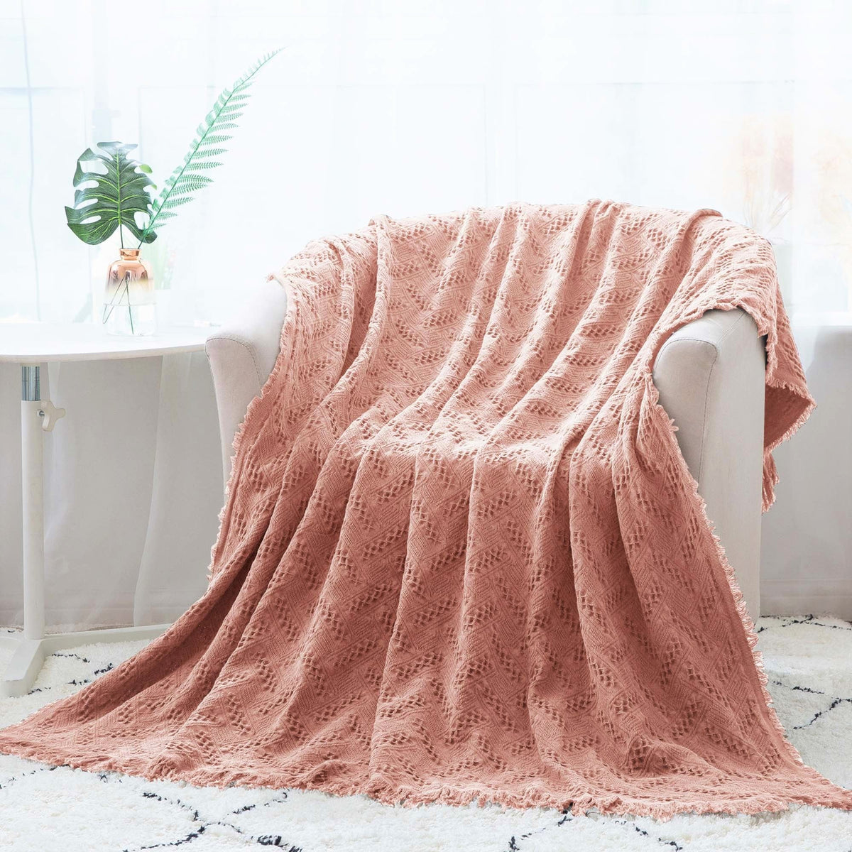 Kasentex 100% Cotton Knitted Throw Blanket