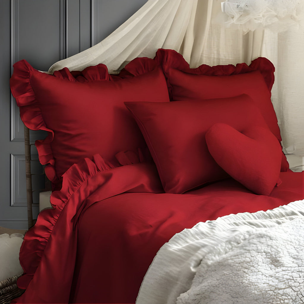 400 Thread Count Cotton Sateen Ruffle Duvet Cover Set