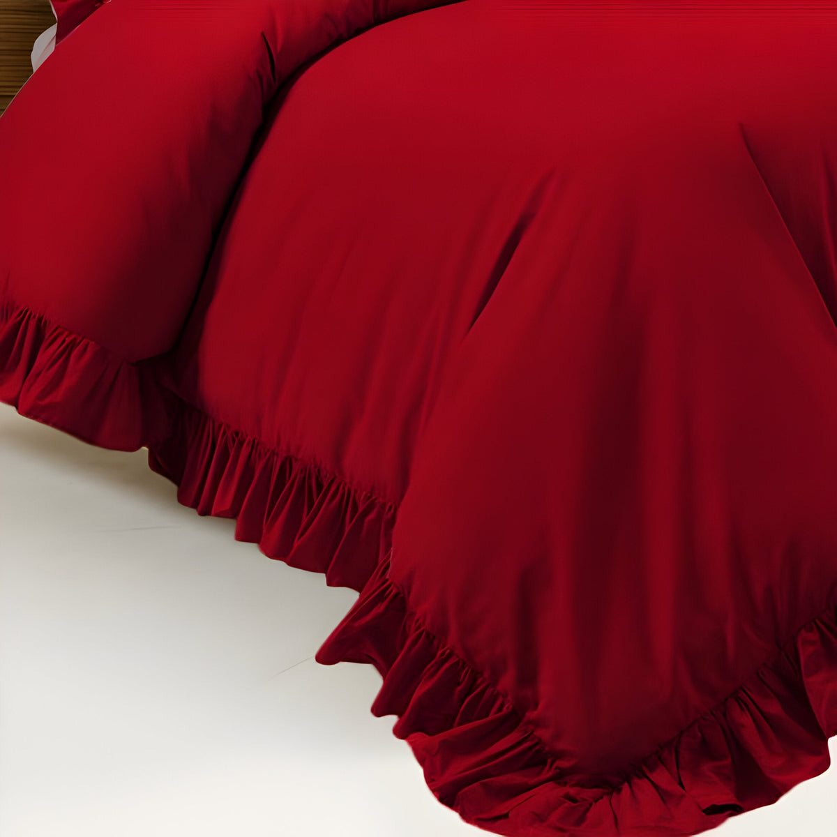 400 Thread Count Cotton Sateen Ruffle Duvet Cover Set