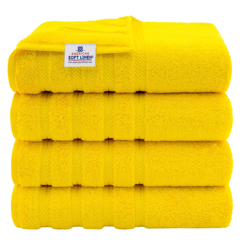 4-Piece Turkish Cotton Bath Towel Set – American Soft Linen (Yellow)